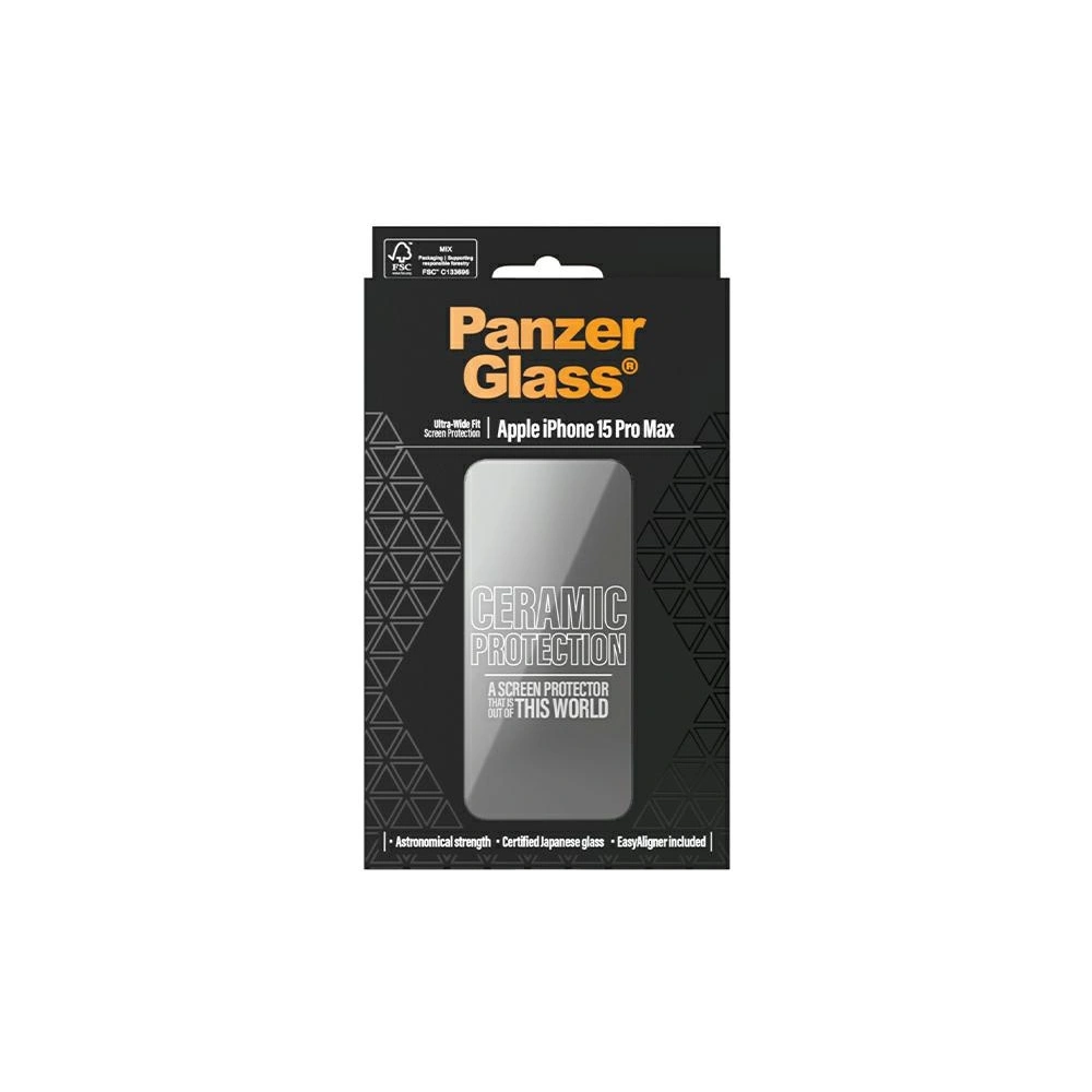Hurtownia GSM - Kerámia üveg PanzerGlass Kerámia Védelem Apple iPhone 15 Pro Max Ultra-Széles-Fit Képernyő Védelem - PZG613 - {ean13} - Hurt