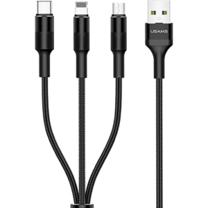 Hurtownia GSM - Cablul 3w1 USAMS U5 US-SJ219 USB-A / Lightning / microUSB / USB-C 1,5m 2A negru/black - USA1104 - {ean13} - Hurt