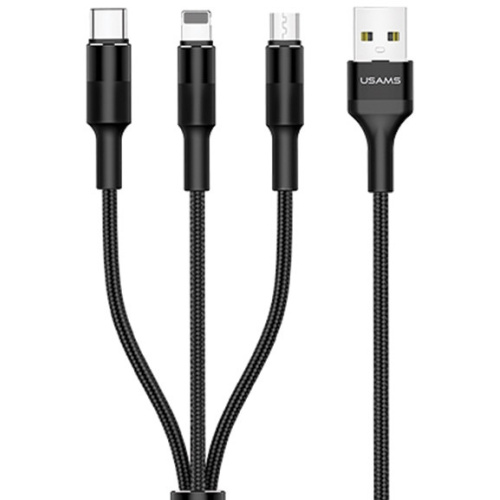 Usams Distributor - 6958444956596 - USA1104 - USAMS U5 US-SJ219 3in1 cable USB-A / Lightning / microUSB / USB-C 1,5m 2A black - B2B homescreen