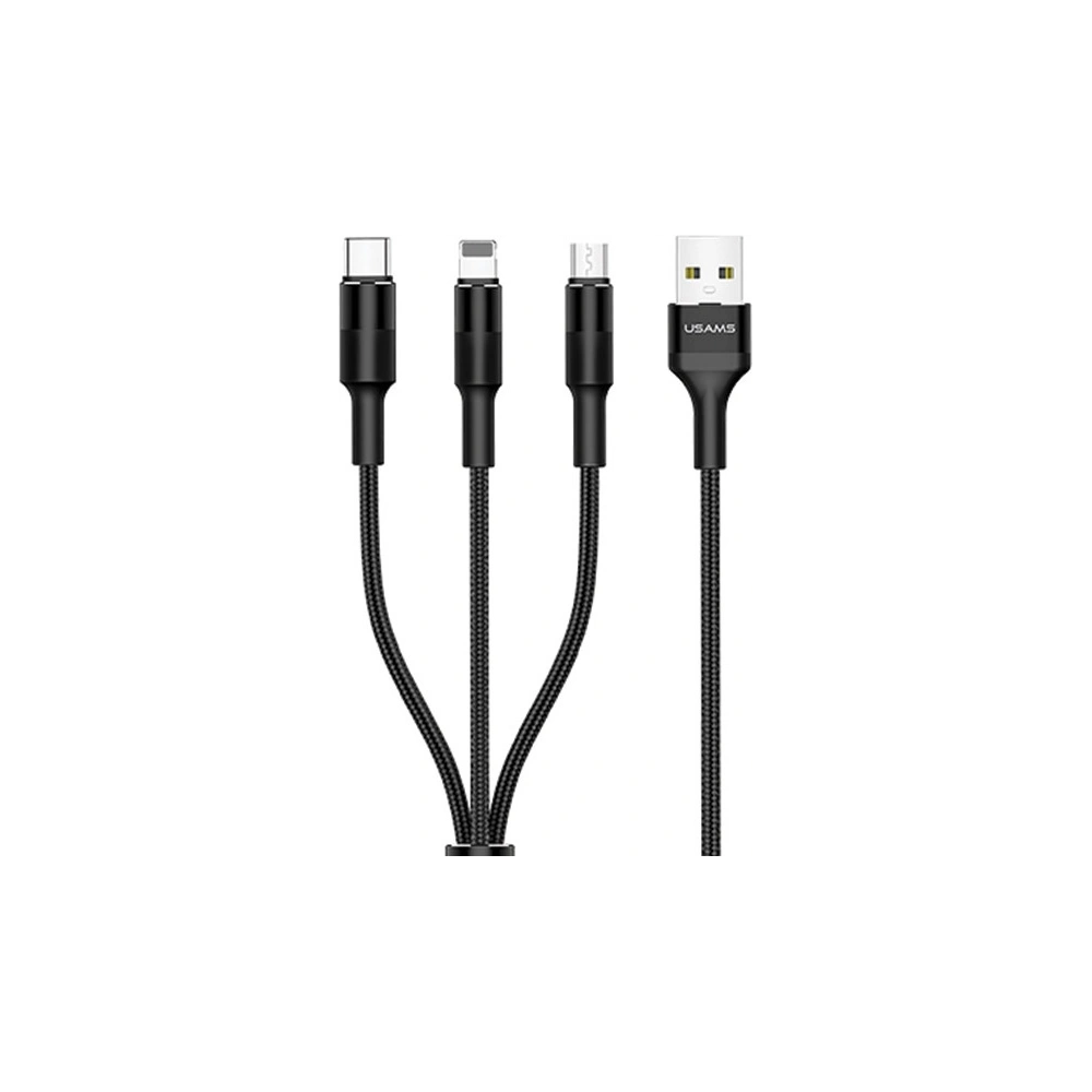 Hurtownia GSM - Kabel 3w1 USAMS U5 US-SJ219 USB-A / Lightning / microUSB / USB-C 1,5m 2A schwarz/black - USA1104 - {ean13} - Hurt