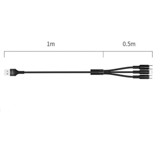 Hurtownia GSM - Cablul 3w1 USAMS U5 US-SJ219 USB-A / Lightning / microUSB / USB-C 1,5m 2A negru/black - USA1104 - {ean13} - Hurt