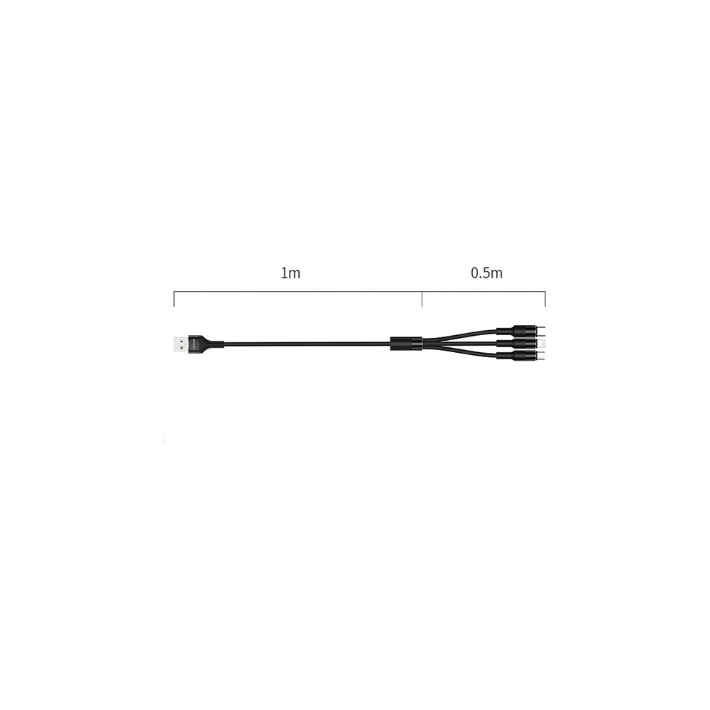 Hurtownia GSM - Kabel 3w1 USAMS U5 US-SJ219 USB-A / Lightning / microUSB / USB-C 1,5m 2A schwarz/black - USA1104 - {ean13} - Hurt
