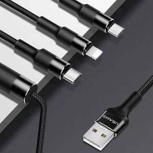 Hurtownia GSM - Cablul 3w1 USAMS U5 US-SJ219 USB-A / Lightning / microUSB / USB-C 1,5m 2A negru/black - USA1104 - {ean13} - Hurt