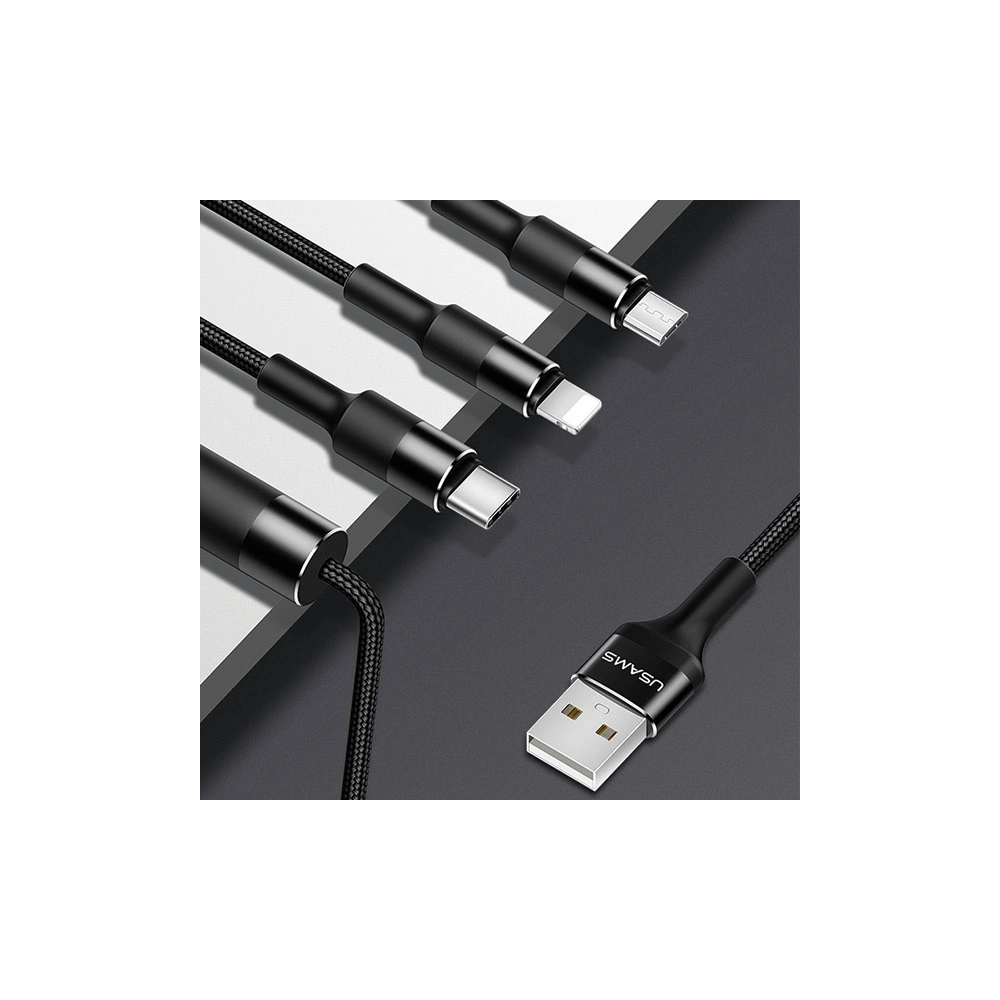 Hurtownia GSM - Kabel 3w1 USAMS U5 US-SJ219 USB-A / Lightning / microUSB / USB-C 1,5m 2A schwarz/black - USA1104 - {ean13} - Hurt