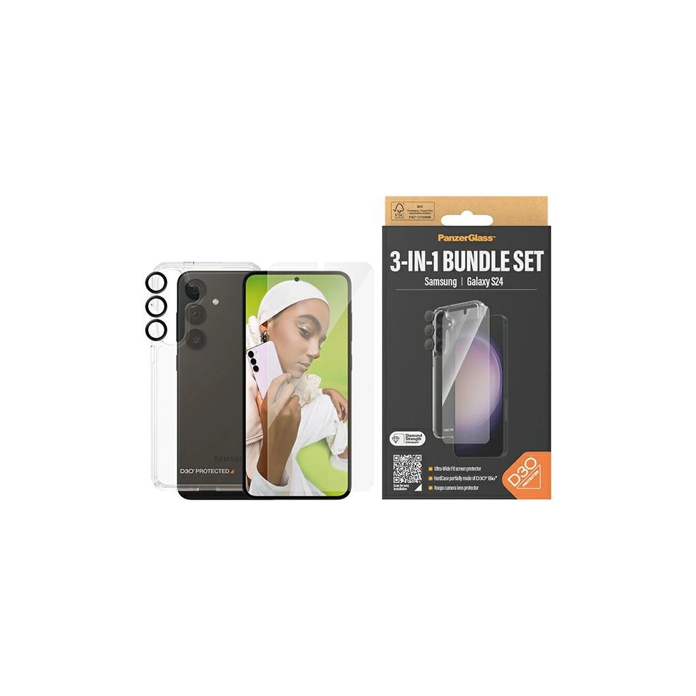 Hurtownia GSM - Zestaw PanzerGlass Bundle 3in1 Samsung Galaxy S24 Hardcase + Screen Protector + Camera Lens - PZG621 - {ean13} - Hurt