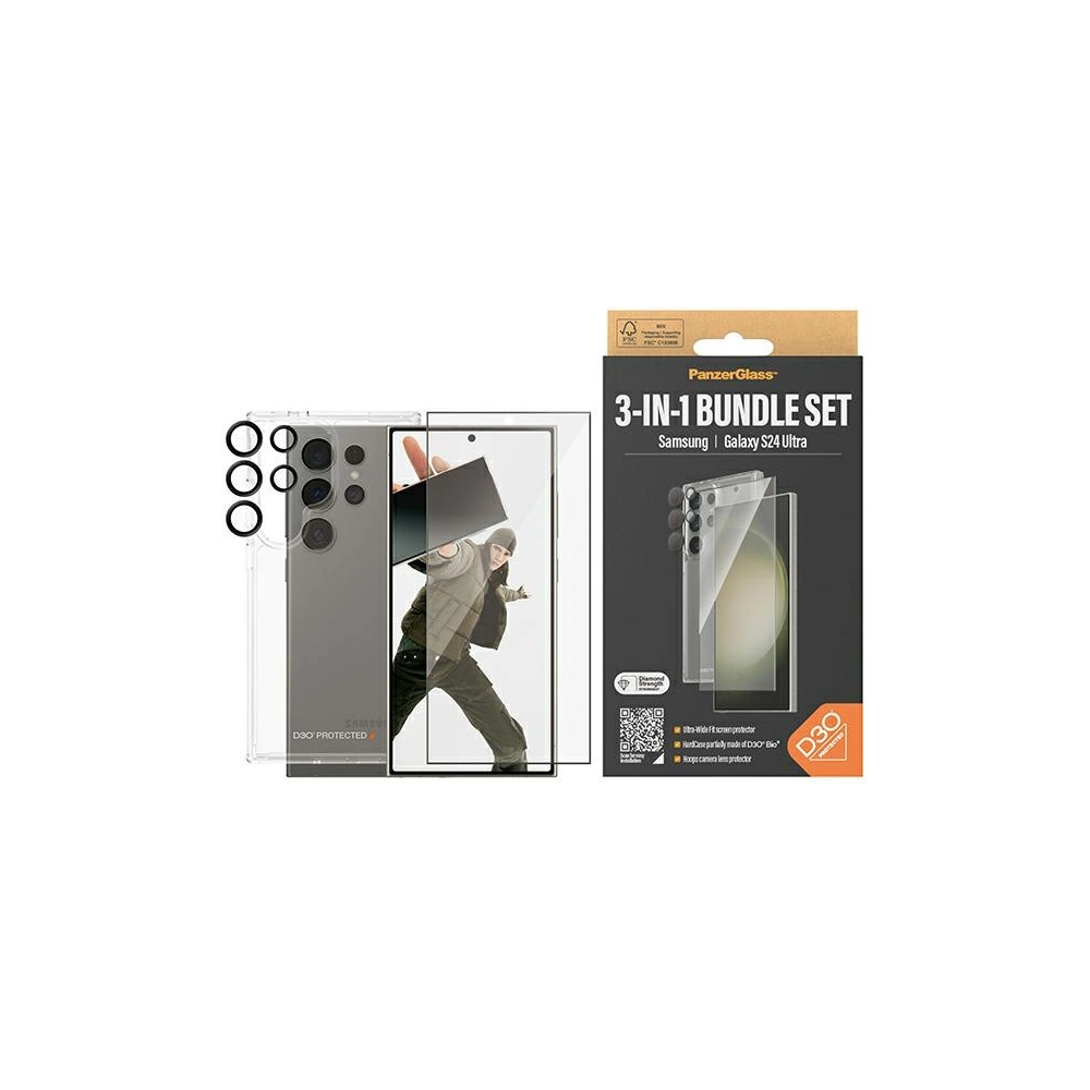 Hurtownia GSM - Zestaw PanzerGlass Bundle 3in1 Samsung Galaxy S24 Ultra Hardcase + Protector de ecran + Obiectiv pentru cameră - PZG622 - {ean13} - Hurt