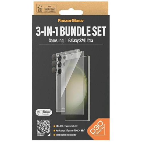 Zestaw PanzerGlass Bundle 3in1 Samsung Galaxy S24 Ultra Hardcase + Screen Protector + Camera Lens