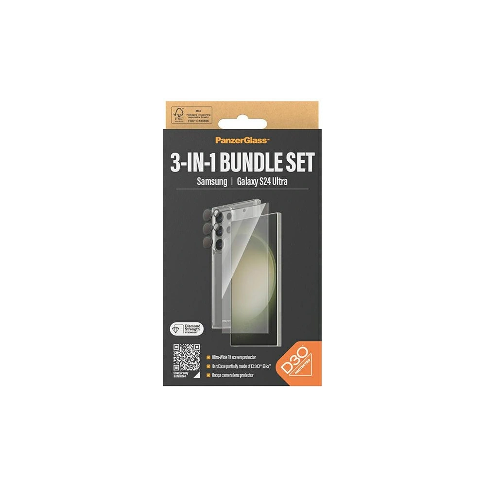 Hurtownia GSM - Zestaw PanzerGlass Bundle 3in1 Samsung Galaxy S24 Ultra Hardcase + Protector de ecran + Obiectiv pentru cameră - PZG622 - {ean13} - Hurt