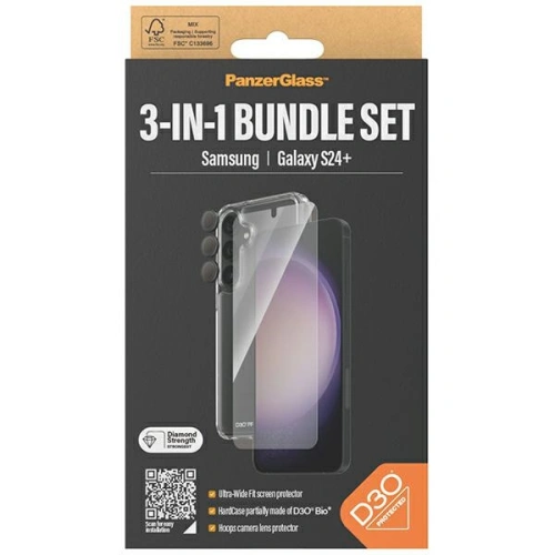 Zestaw PanzerGlass Bundle 3in1 Samsung Galaxy S24+ Plus Hardcase + Screen Protector + Camera Lens