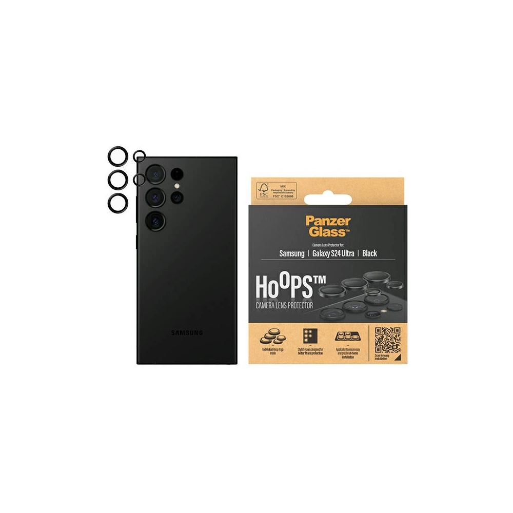 Hurtownia GSM - Sticlă pentru obiectivul aparatului PanzerGlass Hoops Camera Samsung Galaxy S24 Ultra negru/black - PZG631 - {ean13} - Hurt