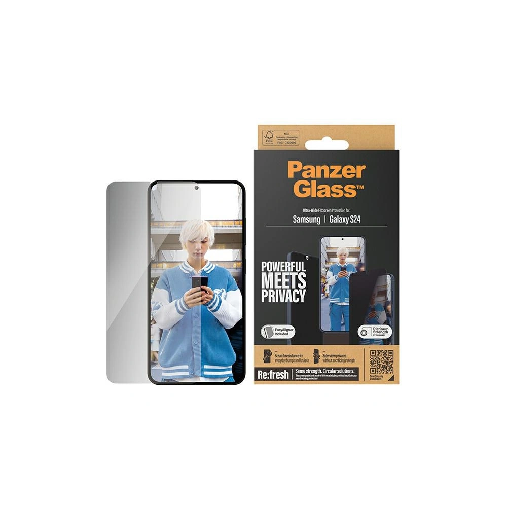 Hurtownia GSM - Tvrzené sklo PanzerGlass Ultra-Wide Fit Privacy + EasyAligner Samsung Galaxy S24 - PZG637 - {ean13} - Hurt