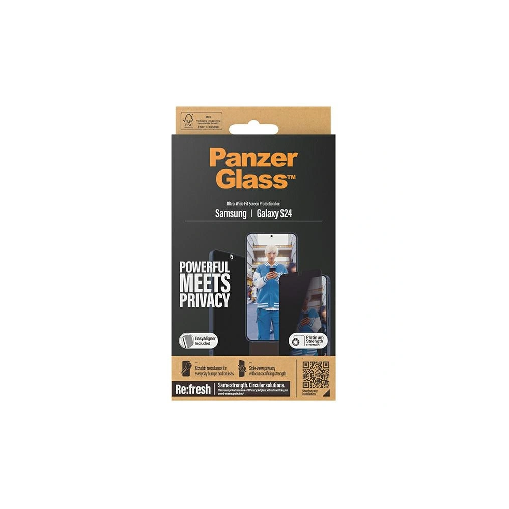 Hurtownia GSM - Tvrzené sklo PanzerGlass Ultra-Wide Fit Privacy + EasyAligner Samsung Galaxy S24 - PZG637 - {ean13} - Hurt