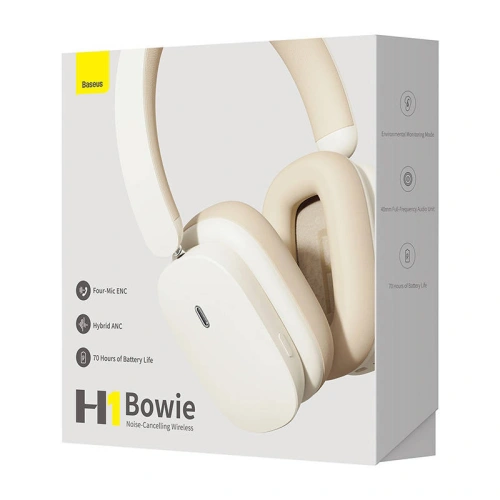 Słuchawki bezprzewodowe nauszne Baseus Bowie H1 Bluetooth 5.2 ANC białe