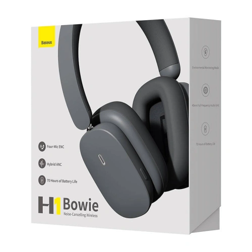 Słuchawki bezprzewodowe nauszne Baseus Bowie H1 Bluetooth 5.2 ANC szare
