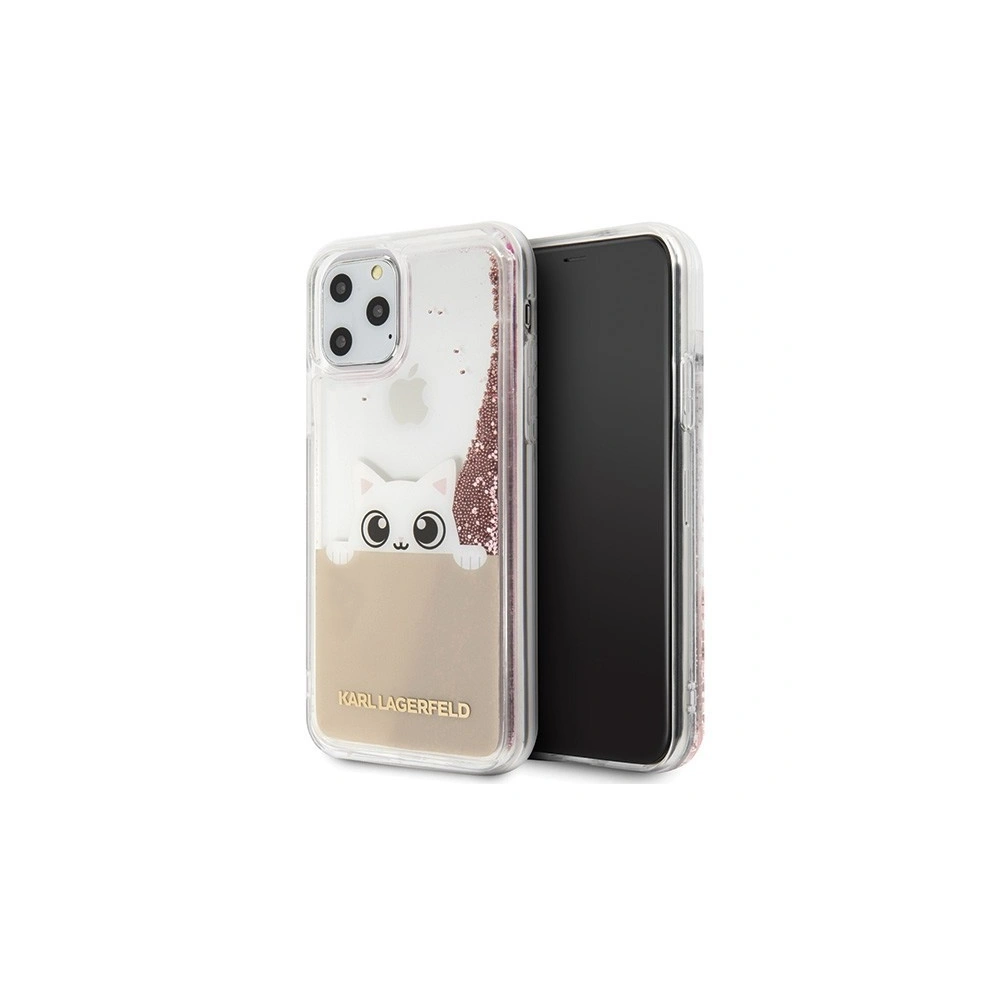 Hurtownia GSM - Karl Lagerfeld KLHCN65PABGNU iPhone 11 Pro Max różowo-złoty/pink gold hard case PEEK A BOO Liquid Glitter - KLD178RS - {ean13} - Hurt
