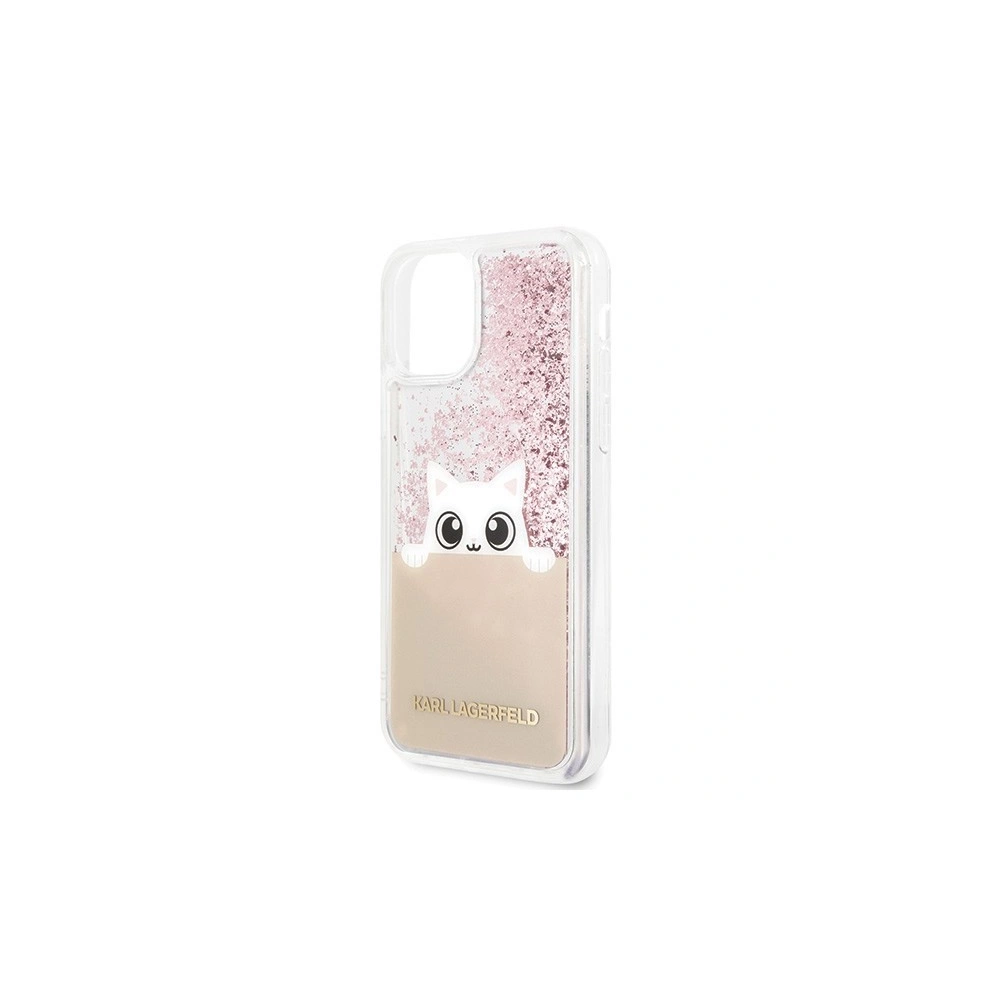Wholesale Karl Lagerfeld KLHCN65PABGNU iPhone 11 Pro Max pink gold hard case PEEK A BOO Liquid Glitter - KLD178RS - {ean13} - Hurt