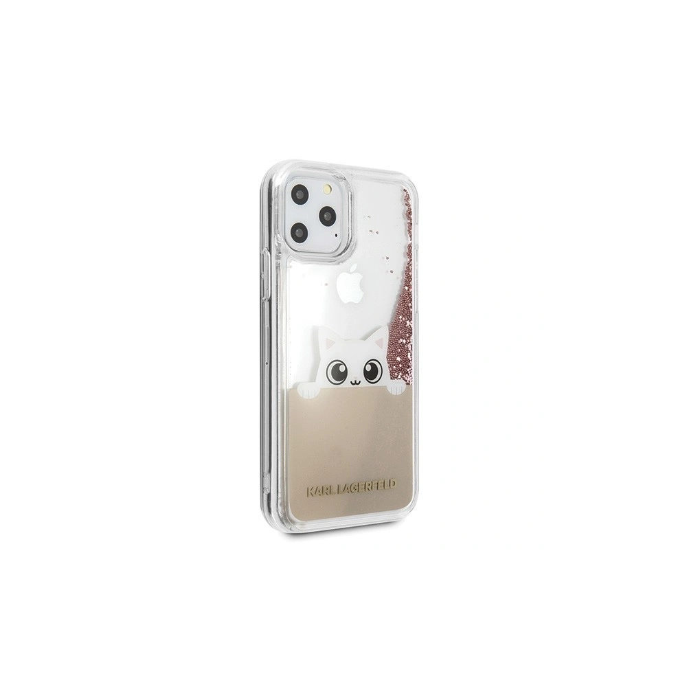 Wholesale Karl Lagerfeld KLHCN65PABGNU iPhone 11 Pro Max pink gold hard case PEEK A BOO Liquid Glitter - KLD178RS - {ean13} - Hurt