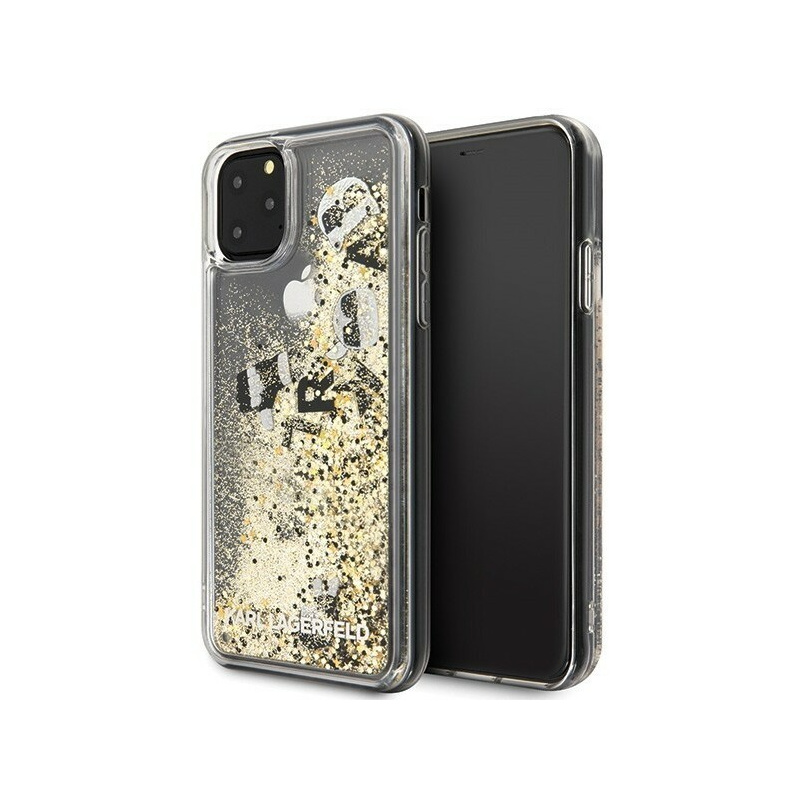 Karl Lagerfeld Distributor - 3700740459805 - KLD179BLKGLD - Karl Lagerfeld KLHCN65ROGO iPhone 11 Pro Max black & gold hard case Glitter - B2B homescreen