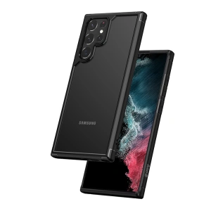 Hurtownia GSM - [OUTLET] Husa Crong Hybrid Clear Cover Samsung Galaxy S22 Ultra (negru) - OT-640 - {ean13} - Hurt