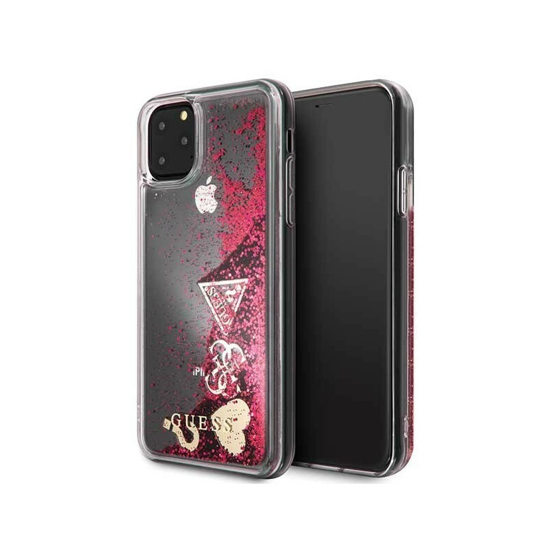Guess Distributor - 3700740461921 - GUE259HEA - Guess GUHCN65GLHFLRA iPhone 11 Pro Max raspberry hard case Glitter Hearts - B2B homescreen