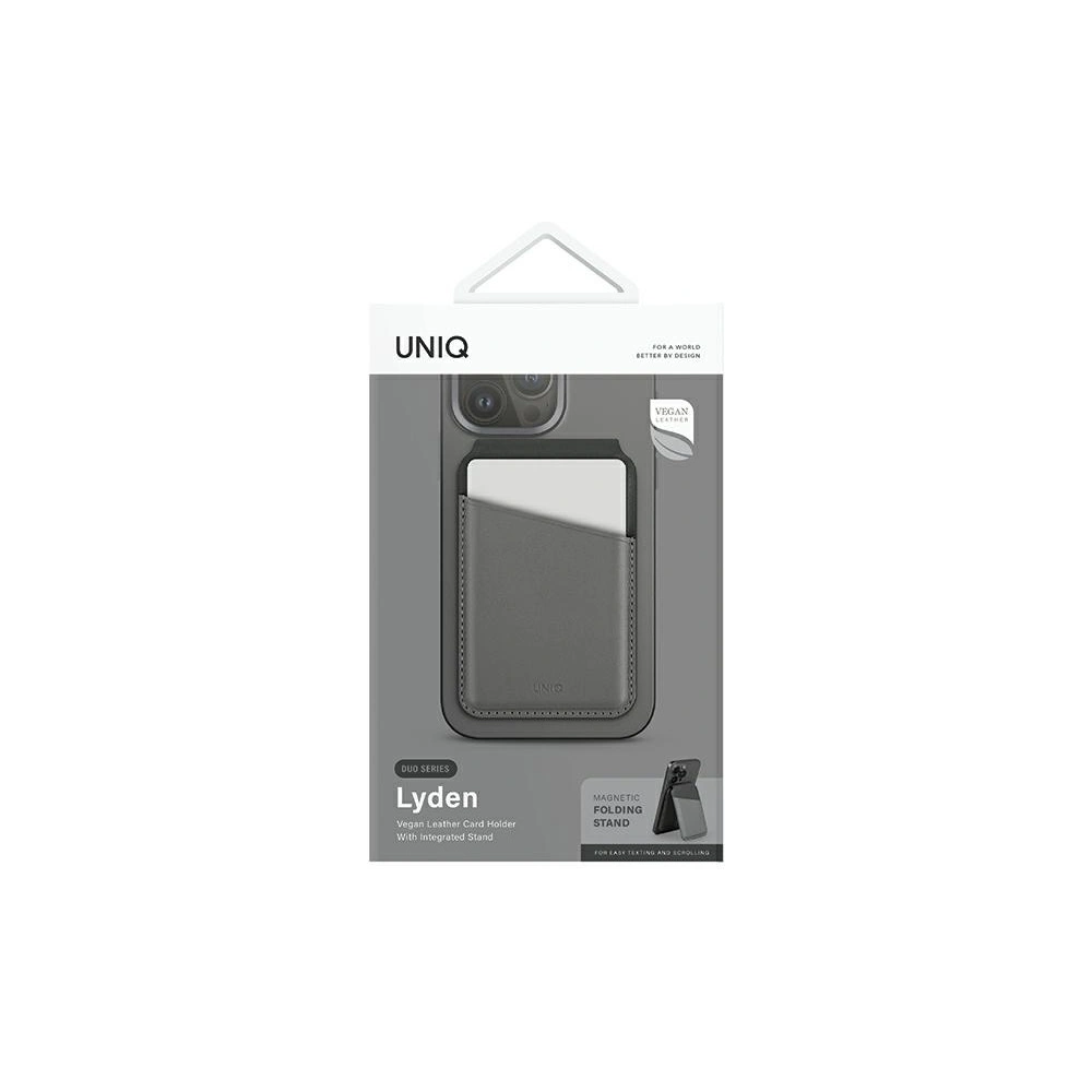 Hurtownia GSM - Magnetická RFID peněženka s funkcí stojánku UNIQ Lyden DS šedo-černá/charcoal grey-black - UNIQ1155 - {ean13} - Hurt