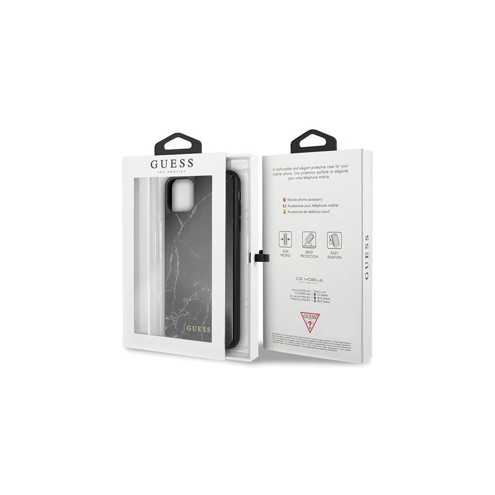 Hurtownia GSM - Etui Guess GUHCN65HYMABK Apple iPhone 11 Pro Max czarny/black Marble Glass - GUE263BLK - {ean13} - Hurt