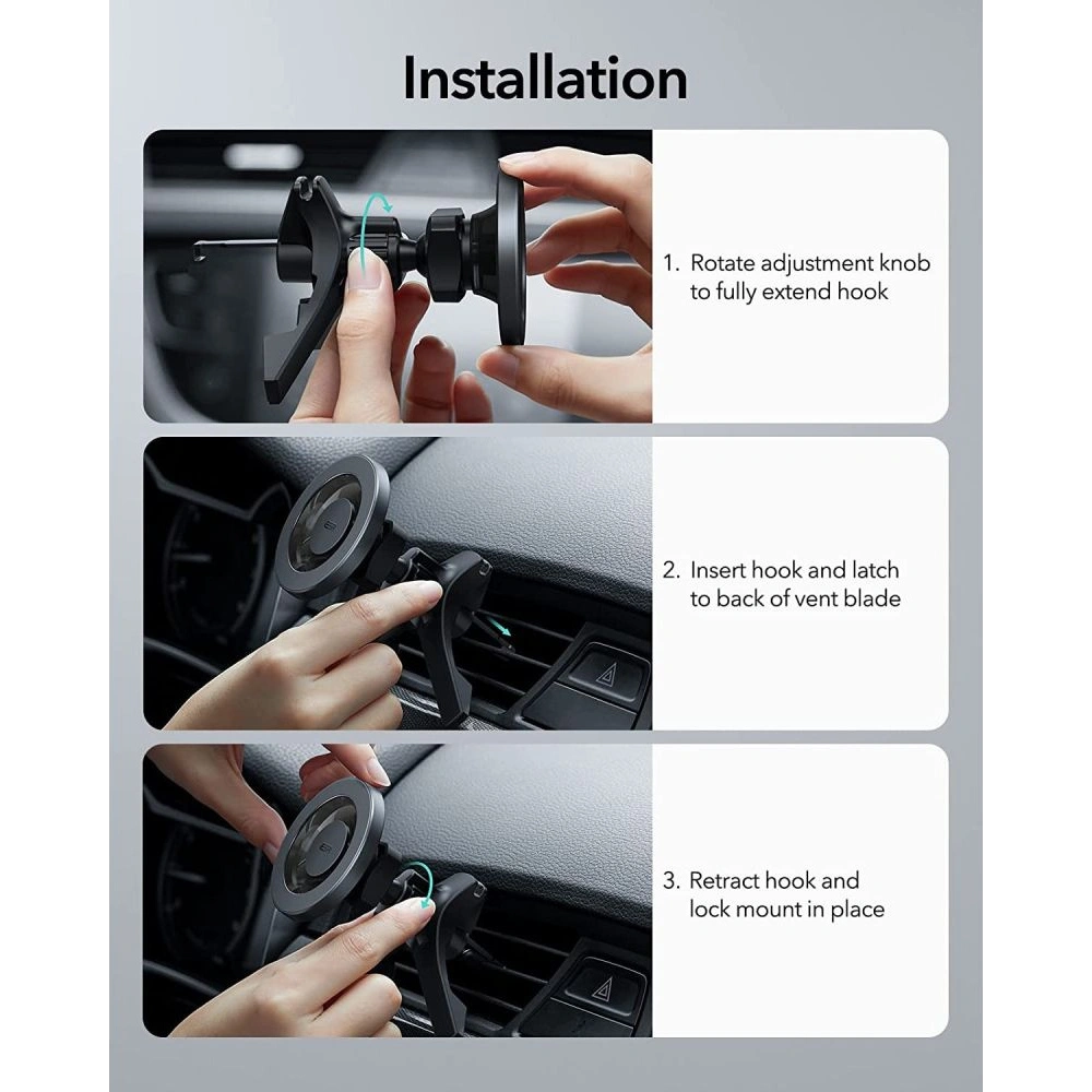Wholesale [OUTLET] ESR Halolock Magnetic MagSafe Vent Car Mount Metallic Grey - OT-643 - {ean13} - Hurt