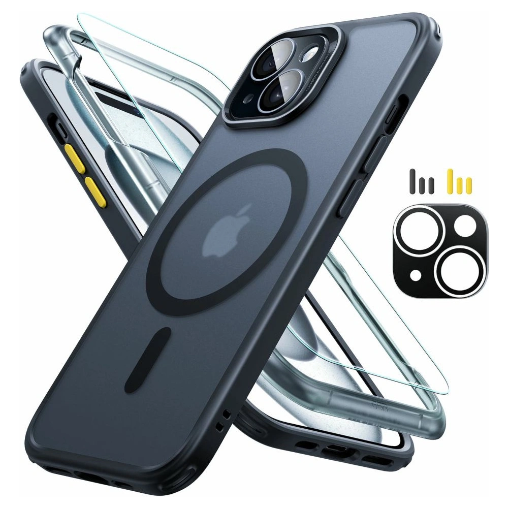 Hurtownia GSM - Sada pouzdra + sklo na displej + ochrana objektivu ESR Classic Pro Set Halolock MagSafe Apple iPhone 15 Frosted Black - ESR801 - {ean13} - Hurt