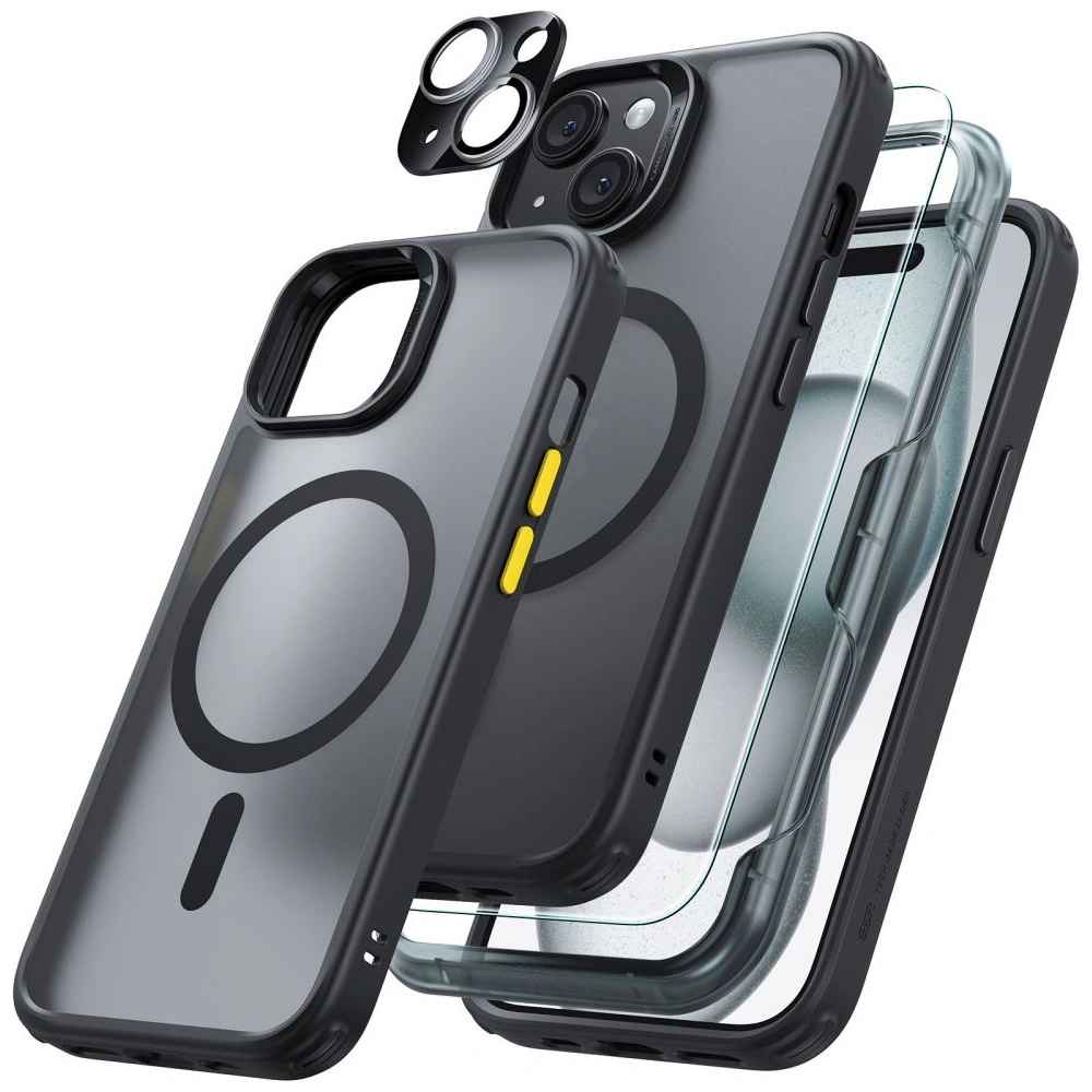 Hurtownia GSM - Sada pouzdra + sklo na displej + ochrana objektivu ESR Classic Pro Set Halolock MagSafe Apple iPhone 15 Frosted Black - ESR801 - {ean13} - Hurt