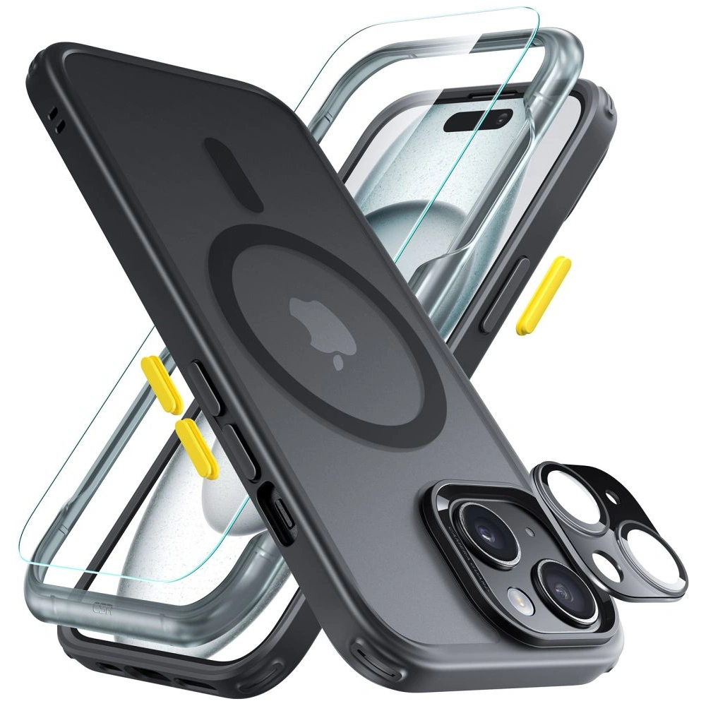 Hurtownia GSM - Sada pouzdra + sklo na displej + ochrana objektivu ESR Classic Pro Set Halolock MagSafe Apple iPhone 15 Frosted Black - ESR801 - {ean13} - Hurt