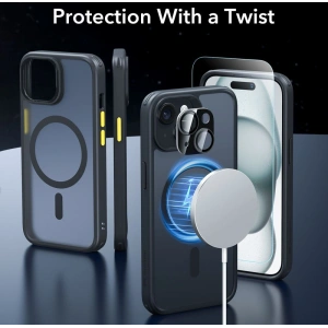 Hurtownia GSM - Set husă + sticlă pentru ecran + protecție pentru obiectiv ESR Classic Pro Set Halolock MagSafe Apple iPhone 15 Frosted Black - ESR801 - {ean13} - Hurt