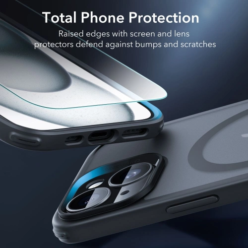 Zestaw etui + szkło na ekran + osłona na obiektyw ESR Classic Pro Set Halolock MagSafe Apple iPhone 15 Frosted Black
