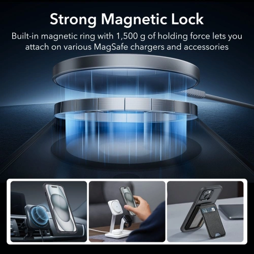 Zestaw etui + szkło na ekran + osłona na obiektyw ESR Classic Pro Set Halolock MagSafe Apple iPhone 15 Frosted Black