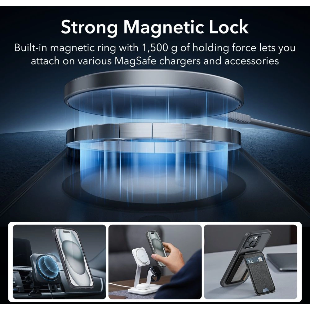 Hurtownia GSM - Sada pouzdra + sklo na displej + ochrana objektivu ESR Classic Pro Set Halolock MagSafe Apple iPhone 15 Frosted Black - ESR801 - {ean13} - Hurt