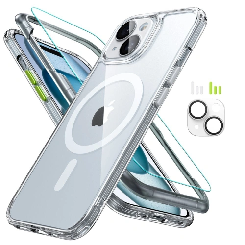 Zestaw etui + szkło na ekran + osłona na obiektyw ESR Classic Pro Set Halolock MagSafe Apple iPhone 15 Clear