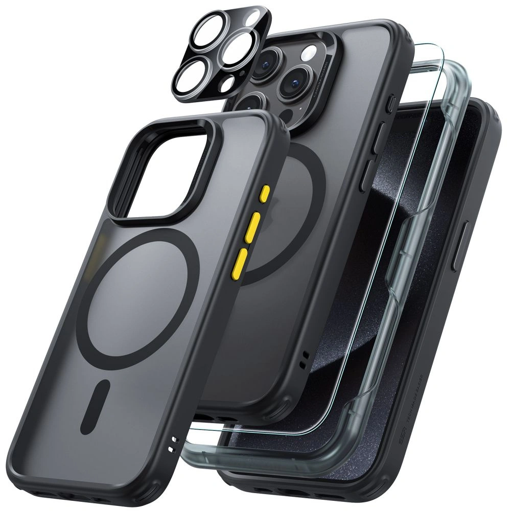 Hurtownia GSM - Set husă + sticlă pentru ecran + protecție pentru obiectiv ESR Classic Pro Set Halolock MagSafe Apple iPhone 15 Pro Frosted Black - ESR803 - {ean13} - Hurt