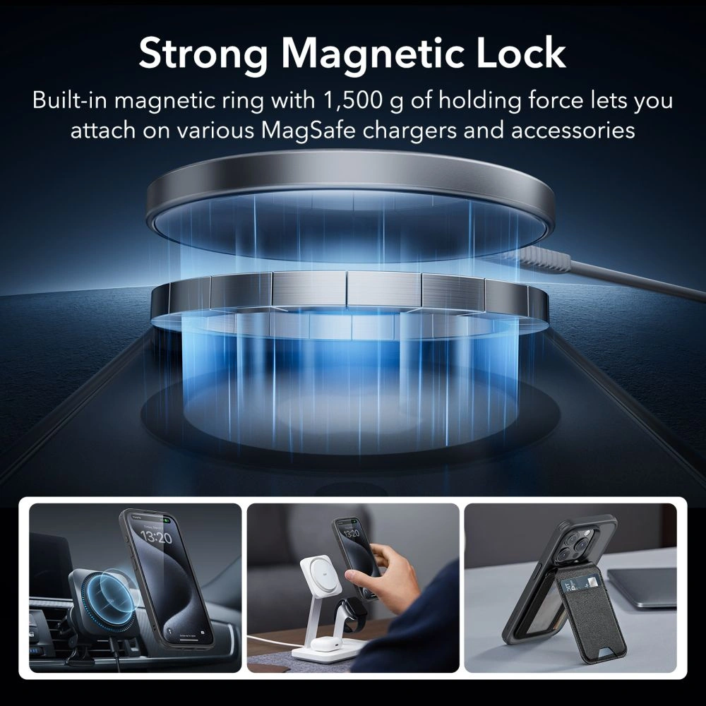 Hurtownia GSM - Set husă + sticlă pentru ecran + protecție pentru obiectiv ESR Classic Pro Set Halolock MagSafe Apple iPhone 15 Pro Frosted Black - ESR803 - {ean13} - Hurt