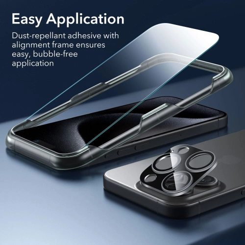 Zestaw etui + szkło na ekran + osłona na obiektyw ESR Classic Pro Set Halolock MagSafe Apple iPhone 15 Pro Forsted Black