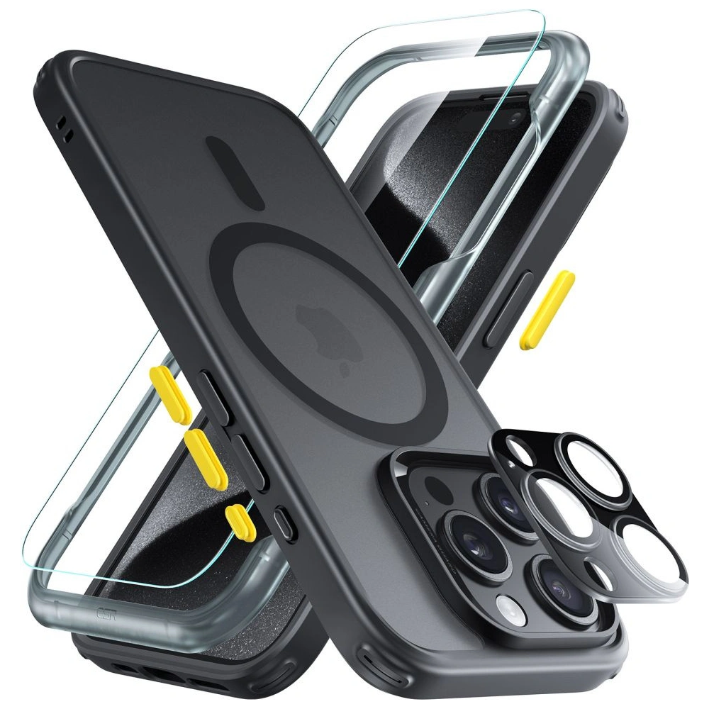 Case-Set + Displayschutz + Objektivschutz ESR Classic Pro Set Halolock MagSafe Apple iPhone 15 Pro Max Frosted Black