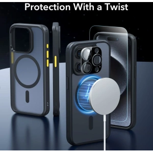 Hurtownia GSM - Set etui + sticlă pentru ecran + protecție pentru obiectiv ESR Classic Pro Set Halolock MagSafe Apple iPhone 15 Pro Max Frosted Black - ESR804 - {ean13} - Hurt