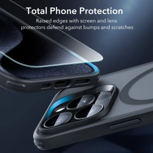 Hurtownia GSM - Set etui + sticlă pentru ecran + protecție pentru obiectiv ESR Classic Pro Set Halolock MagSafe Apple iPhone 15 Pro Max Frosted Black - ESR804 - {ean13} - Hurt