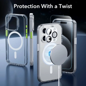 Hurtownia GSM - Set husă + sticlă pentru ecran + protecție pentru obiectiv ESR Classic Pro Set Halolock MagSafe Apple iPhone 15 Pro Max Clear - ESR805 - {ean13} - Hurt