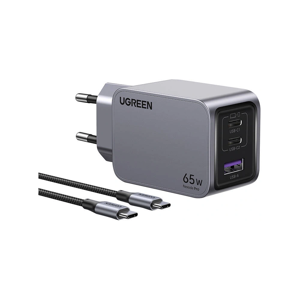 Hurtownia GSM - UGREEN Nexode Pro USB-A hálózati töltő, 2xUSB-C 65W + USB-C / USB-C 1.5m fekete - UGR1833 - {ean13} - Hurt