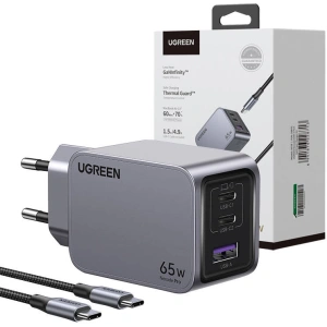Hurtownia GSM - Nabíječka UGREEN Nexode Pro USB-A, 2xUSB-C 65W + kabel USB-C / USB-C 1.5m černá - UGR1833 - {ean13} - Hurt