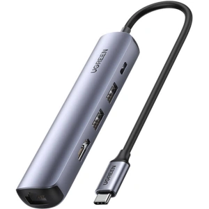 Hurtownia GSM - Adaptér UGREEN Revodok CM418 USB-C / 2xUSB-A, HDMI 4K30Hz, RJ45 1Gbps, PD 100W šedý - UGR1835 - {ean13} - Hurt