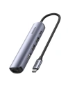 UGREEN Revodok CM418 Adapter USB-C / 2xUSB-A, HDMI 4K30Hz, RJ45 1Gbps, PD 100W grau
