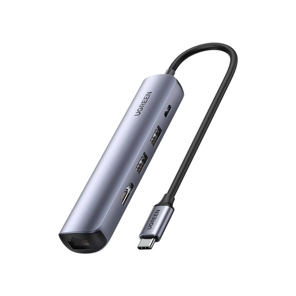 Wholesale UGREEN Revodok CM418 hub USB-C / 2xUSB-A, HDMI 4K30Hz, RJ45 1Gbps, PD 100W grey - UGR1835 - {ean13} - Hurt