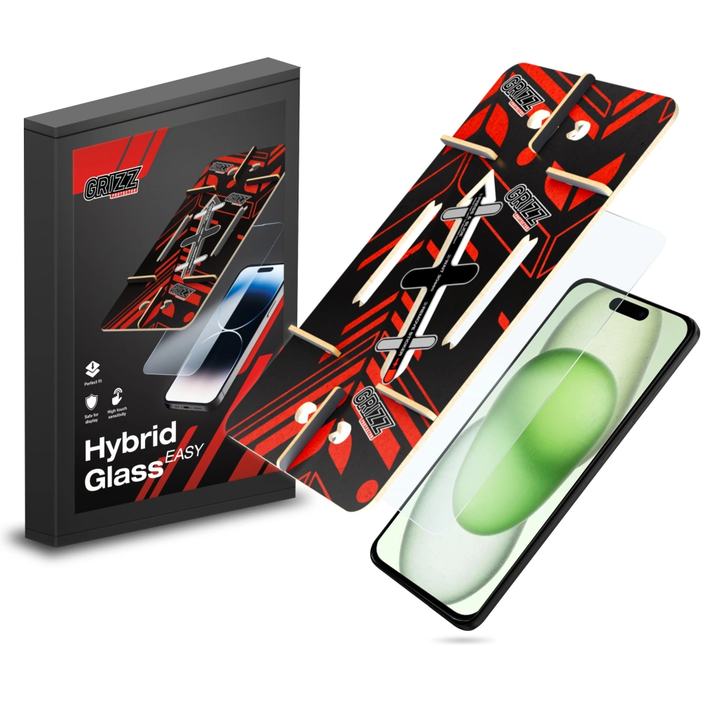 Hurtownia GSM - Hybrydní sklo GrizzGlass HybridGlass Easy pro Apple iPhone 15 - GRZ10027 - {ean13} - Hurt