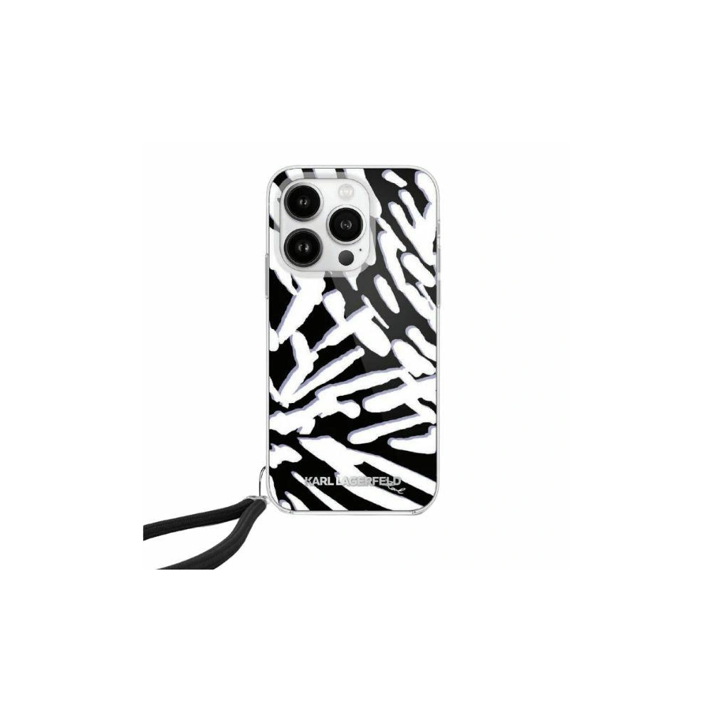 Hurtownia GSM - Etui Karl Lagerfeld KLHCP15SHZBPKCCK Apple iPhone 15 / 14 / 13 kemény tok IML Zebra minta & zsinór fekete/black - KLD2001 - {ean13} - Hurt