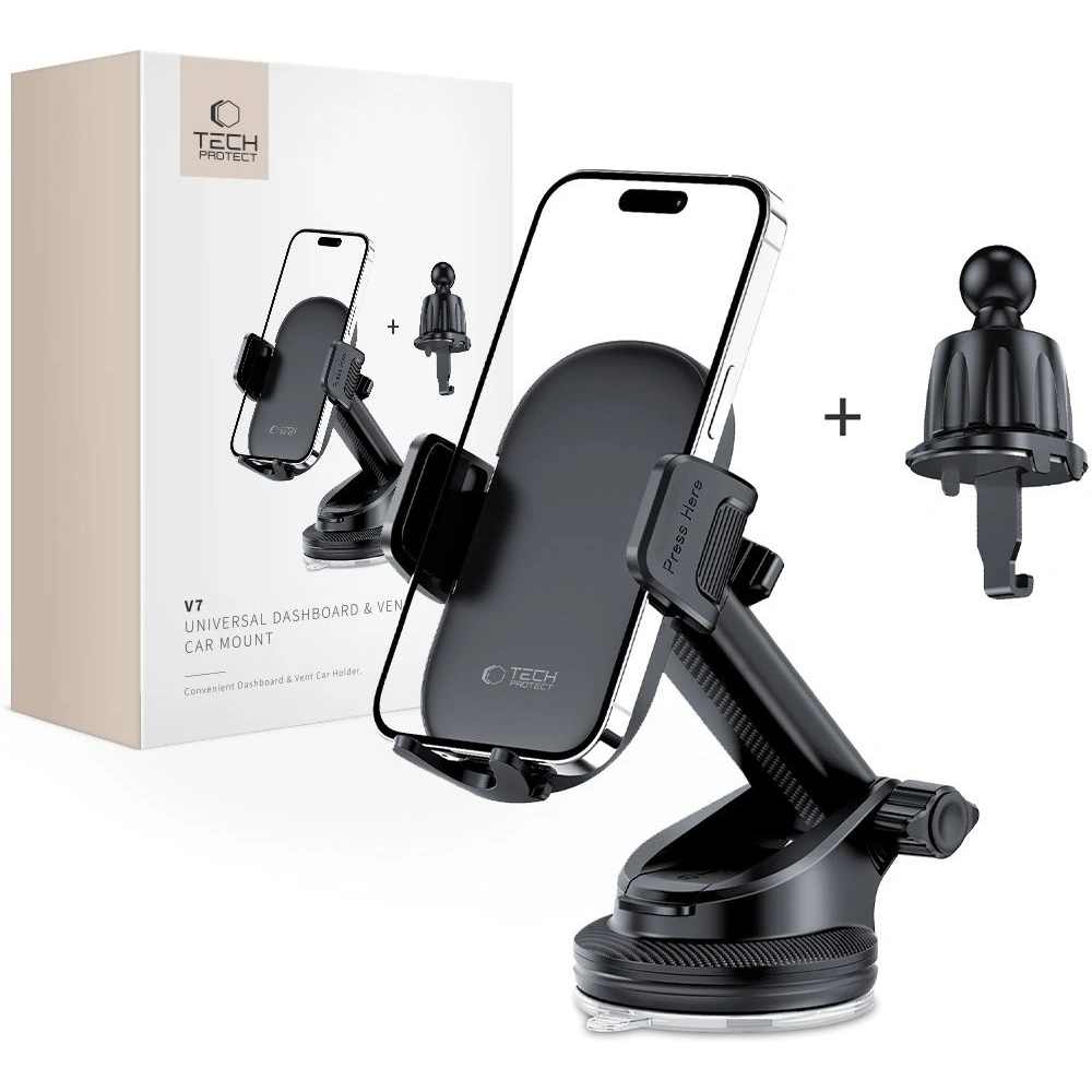 Hurtownia GSM - Auto-Halterung für Lüftungsgitter / für die Windschutzscheibe / für das Armaturenbrett Tech-Protect V7 Universelle Dashboard- & Lüftungshalterung Schwarz - THP2825 - {ean13} - Hurt